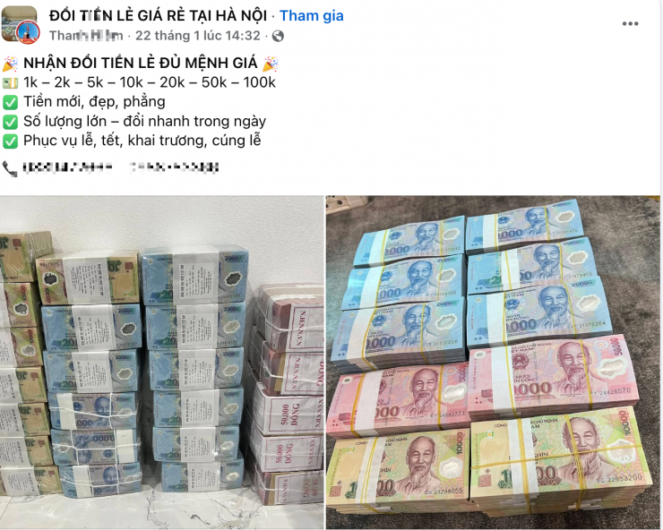 Càng gần Tết Nguyên đán Bính Ngọ 2026, các hội nhóm mua bán, đổi tiền lẻ trên mạng xã hội hoạt động càng sôi động với hàng loạt lời quảng cáo như "tiền mới 100%", "đủ mệnh giá", "giao nhanh tận nơi", kéo theo đó là mức phí đổi tiền liên tục bị đẩy lên cao.