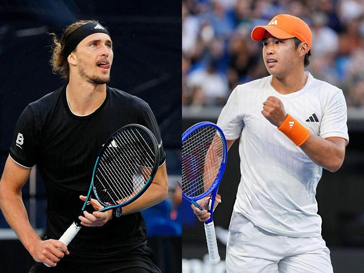 Zverev (bên trái) so tài với Learner Tien