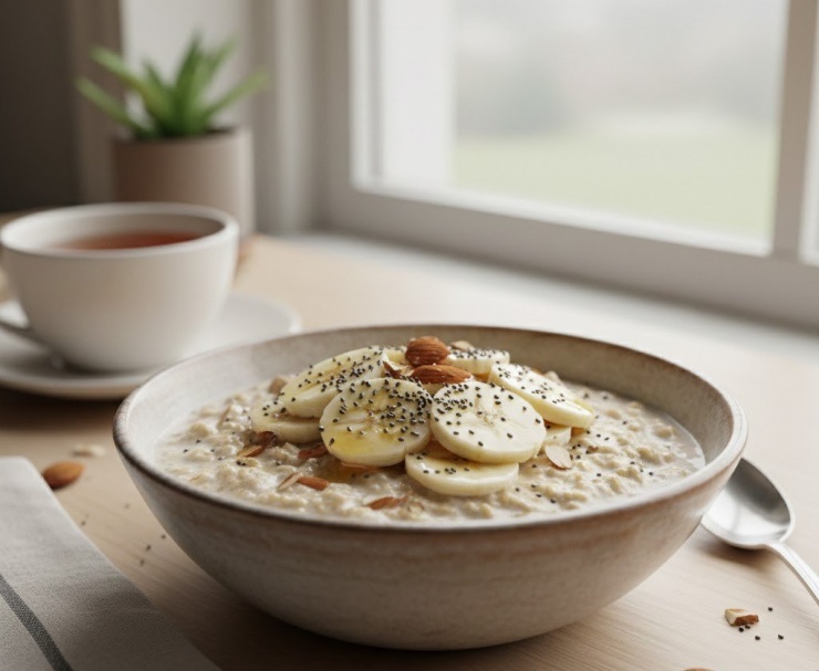 Bữa sáng với cháo yến mạch vừa nhanh gọn vừa cung cấp đầy đủ dưỡng chất.