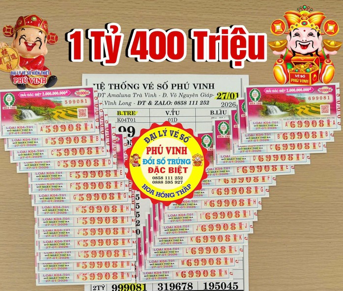 28 tờ vé số Bến Tre trúng giải an ủi. Ảnh: ĐLVS Phú Vinh