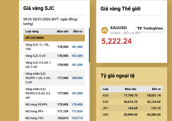 Sáng 28-1, giá vàng miếng SJC, vàng nhẫn tăng lên mức khó tin - 2