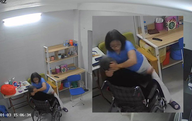 Hình ảnh nữ giúp việc bạo hành bà Hoàng Thị N. Ảnh cắt từ clip.