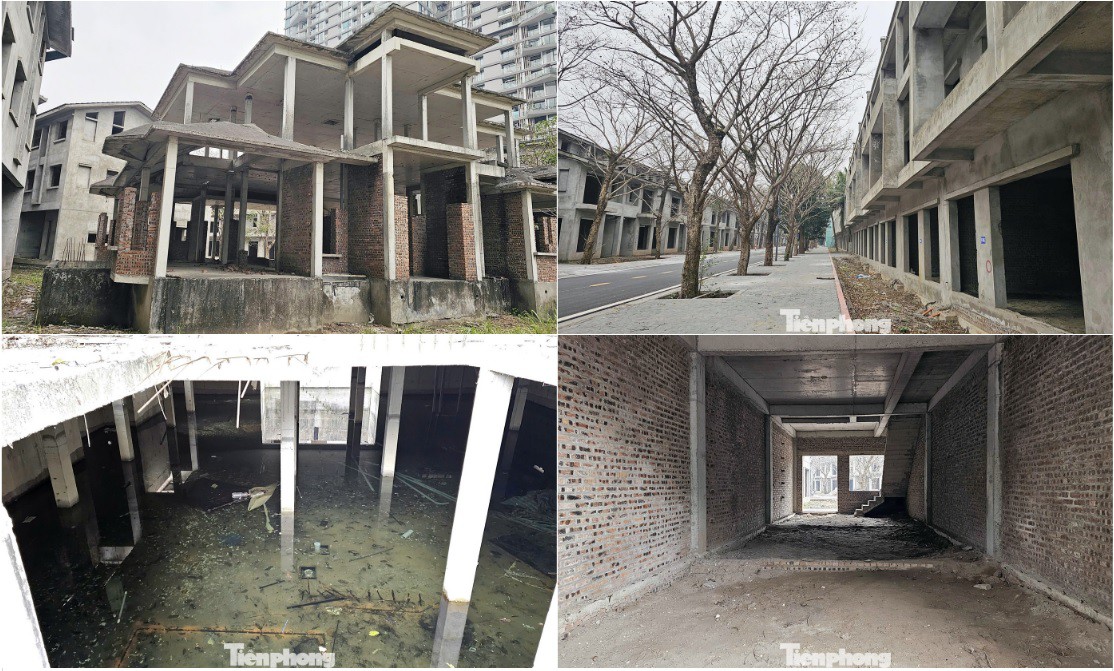 Thế nhưng, ghi nhận của PV Tiền Phong ngày 27/1 cho thấy, sau khi về tay “chủ mới”, hầu hết các căn biệt thự, nhà liền kề đã xây xong phần thô vẫn trong tình trạng bỏ hoang. Nhiều năm không có người ở, công trình xuống cấp, nhếch nhác; tường nhà bong tróc, sắt thép hoen gỉ.