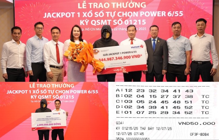 Ông N.P trúng Jackpot 1 cao nhất lịch sử, nhờ tờ vé chứa 5 bộ số mua chỉ 50.000 đồng.