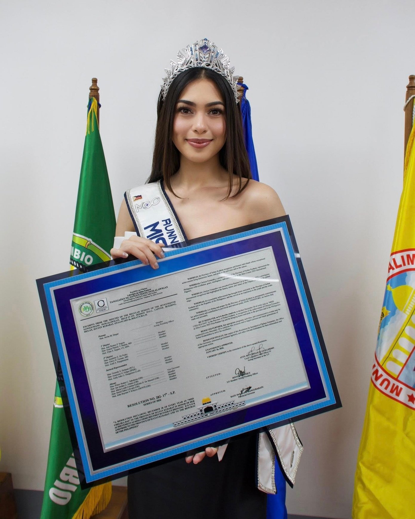 Trong khuôn khổ hoạt động homecoming, chính quyền tỉnh Sultan Kudarat đã vinh danh Chelsea, ghi nhận những đóng góp và thành tích nổi bật của cô tại Miss Cosmo 2025. Chính quyền đã bổ nhiệm Chelsea Fernandez giữ vai trò Đại sứ Du lịch cấp tỉnh Sultan Kudarat.