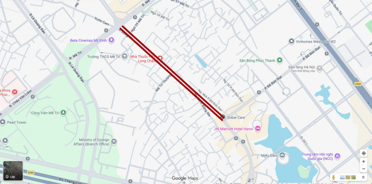 Sơ đồ dự án đường Đỗ Đức Dục – Mễ Trì.