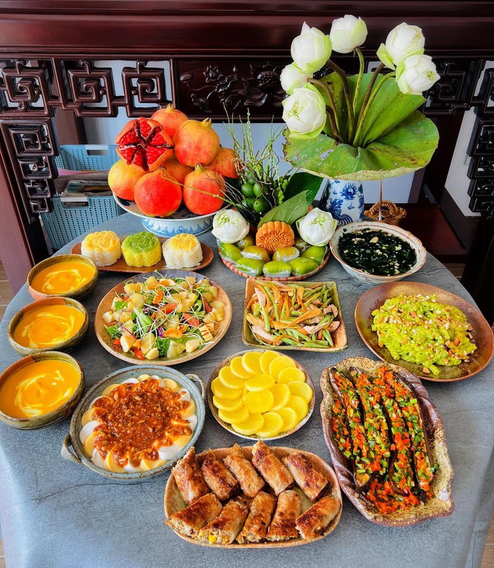 Gợi ý mâm cỗ chay cúng rằm tháng Chạp. (Ảnh: Nguyễn Hồng Thúy)