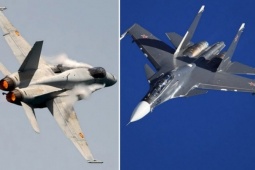 Tiêm kích Su-30SM Nga 'chạm trán' F-18 Tây Ban Nha trên biển Baltic