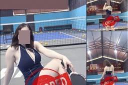 Tranh cãi cô gái mặc "hở hang", tạo dáng phản cảm trên sân pickleball