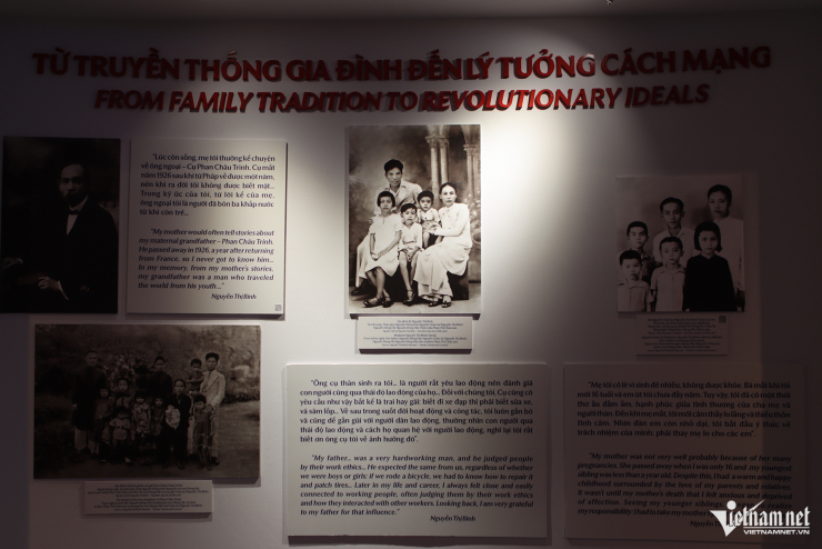 Bên cạnh các bức ảnh ở phần trưng bày này là những dòng chia sẻ của chính bà Nguyễn Thị Bình