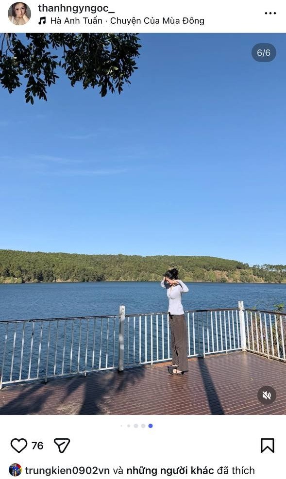 Thiên Thanh đăng loạt ảnh check-in tại Biển Hồ (Pleiku, Gia Lai) - quê nhà của Trần Trung Kiên.