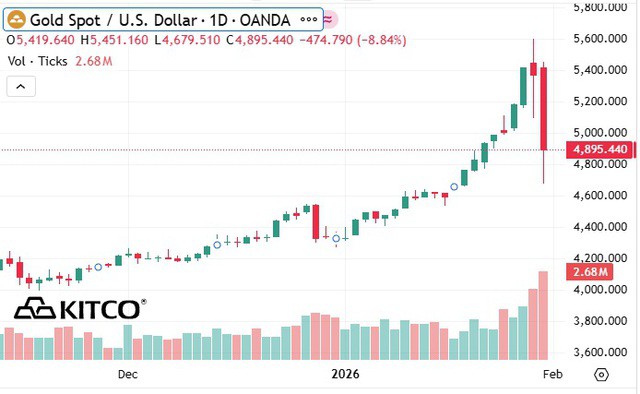 Đồ thị giá vàng thế giới đêm qua.