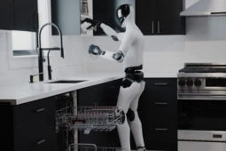 Robot hình người tự mang bát đĩa đi rửa