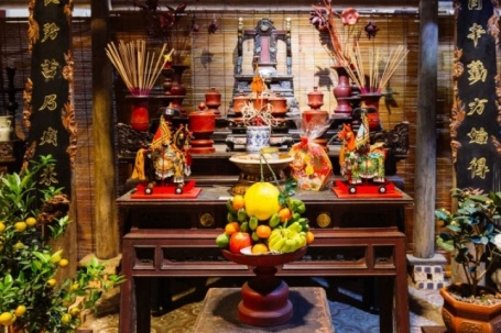 Không gian đón Tết của gia đình khá giả trong nhà cổ Bắc Bộ xưa