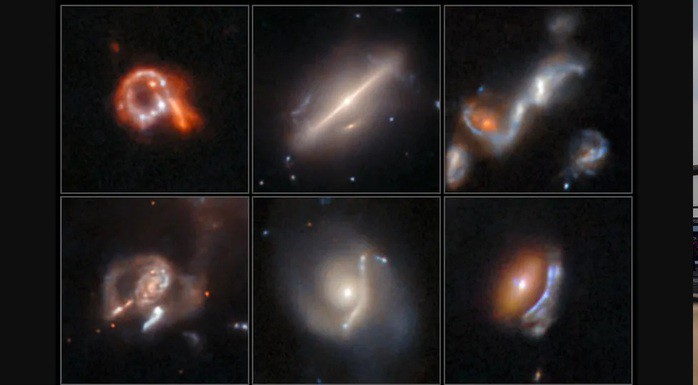 Sáu trong số hàng trăm "vật thể không thể giải thích" lộ ra từ dữ liệu Hubble - Ảnh: NASA/ESA