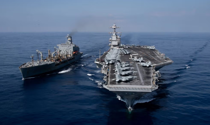 Hạm đội tàu sân bay Mỹ áp sát lãnh thổ Iran. Ảnh: Iran International