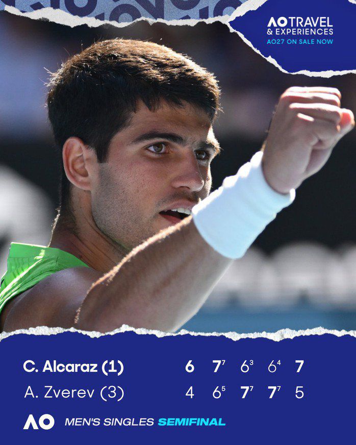 Alcaraz xuất sắc hạ Zverev ở bán kết