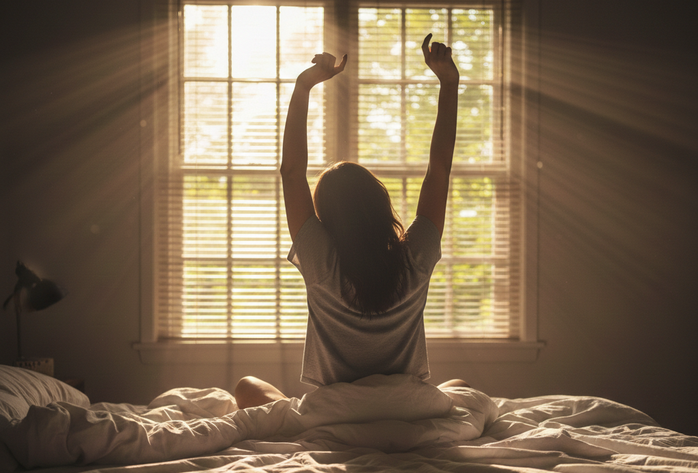 Thói quen dậy sớm và đi ngủ sớm là biện pháp trong tầm tay để giảm nguy cơ đột quỵ, nhồi máu cơ tim - Minh họa AI: Thu Anh