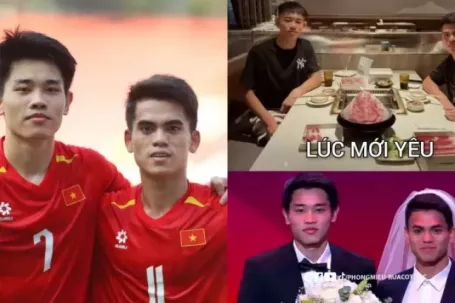 Dân mạng hài hước ghép cả "ảnh cưới" cho cặp đôi U23 Văn Khang và Đình Bắc