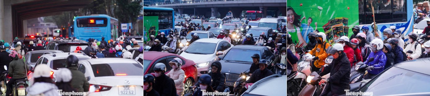 Tuyến Hồ Tùng Mậu – Xuân Thủy – Cầu Giấy hướng vào trung tâm thành phố xảy ra ùn ứ kéo dài, dù thời điểm này chưa phải giờ cao điểm.