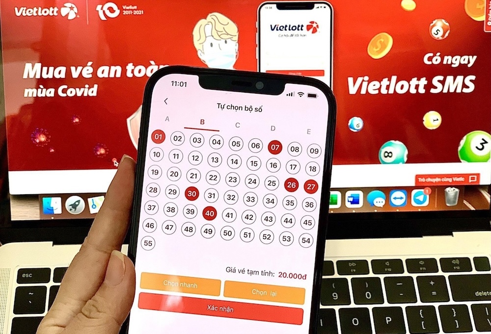 Chọn số Power 6/55 trên Vietlott SMS.