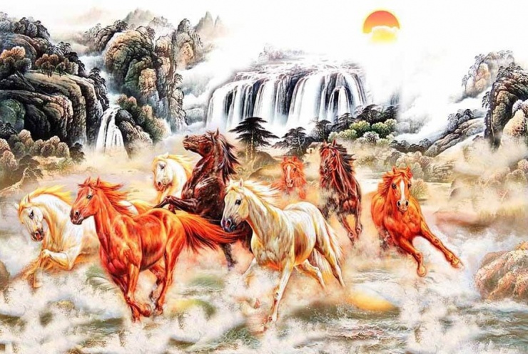 Ngựa được khắc họa với dáng phi mạnh mẽ, tượng trưng cho tinh thần vận động, ý chí tiến lên và khát vọng chinh phục hành trình dài của con người.