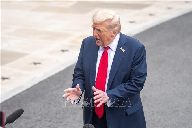 Tổng thống Mỹ Donald Trump phát biểu tại Nhà Trắng, Washington, D.C (Ảnh: THX/TTXVN)