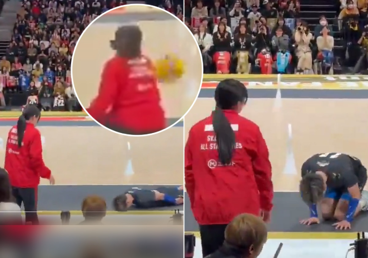 Vô tình phát bóng vào người trọng tài, cầu thủ Yuji có màn xin lỗi rất tỉ mỉ