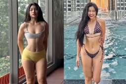 Hot girl phòng gym Kim Hà mang tạ về quê để tập, quyết giữ "vòng ba" 105cm