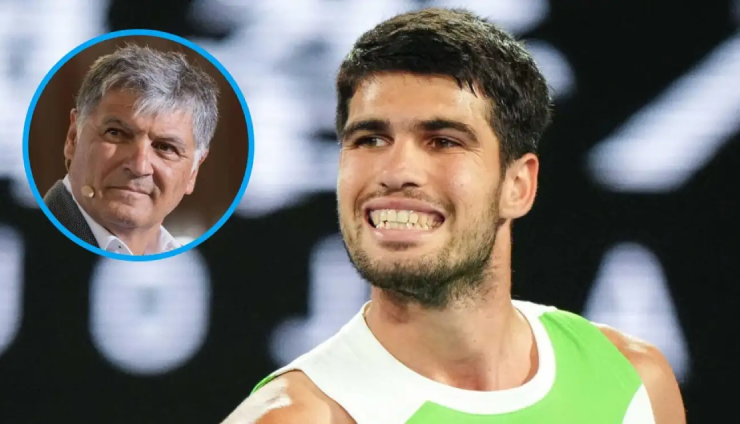 Ông Toni (ảnh nhỏ) bức xúc khi Alcaraz có thái độ không thực sự đúng mực với HLV cũ