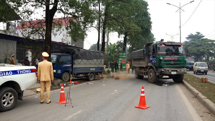 Hiện trường vụ tai nạn khiến Trung tá CSGT hi sinh. Ảnh: Công an cung cấp