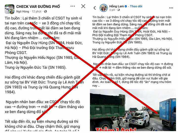 Thông tin sai sự thâtn chia sẻ trên mạng xã hội.