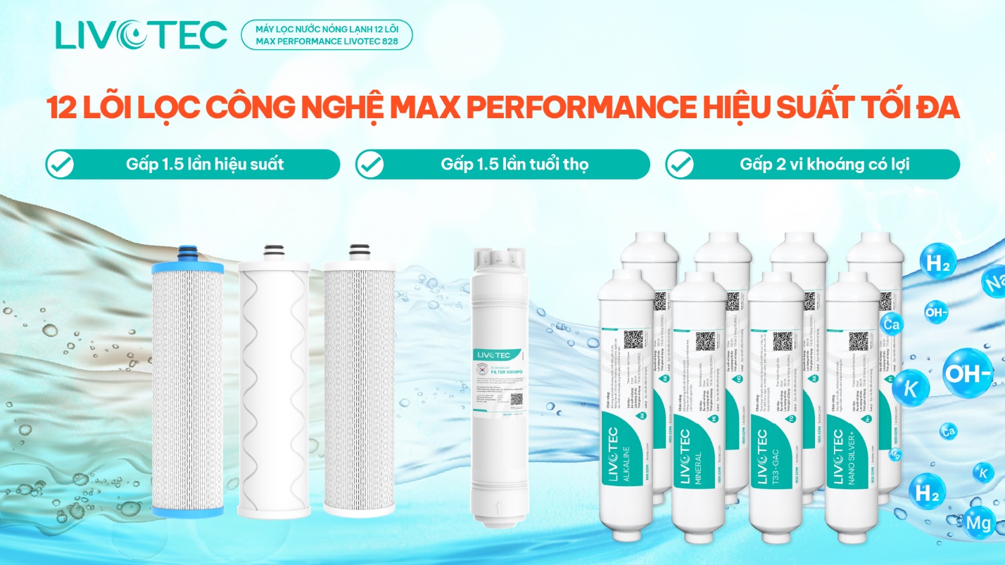 Máy lọc nước 12 lõi Max Performance Livotec 828