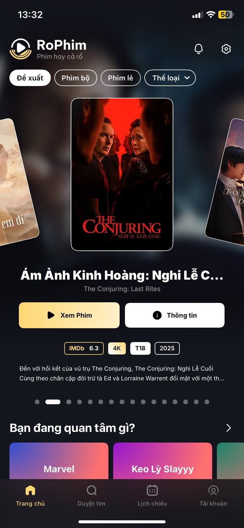 Ứng dụng IOS của Rổ Phim khi hoạt động. Các bộ phim lậu được cập nhật Việt sub, lồng tiếng, chất lượng 4K.