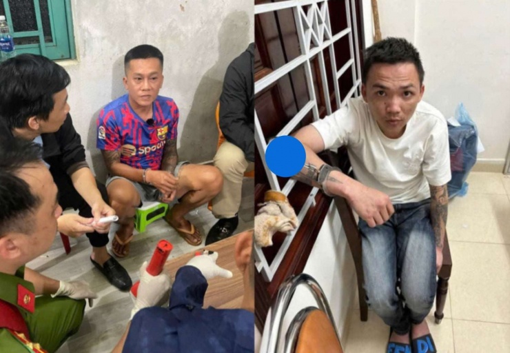 Tài "đen" (bên trái) và Lê Văn Ân - hai nghi phạm cướp ngân hàng ở Gia Lai lúc bị bắt. Ảnh: CACC.