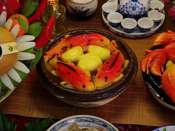 Món thạch "Tam Lý Ngư Vượt Vũ Môn" độc đáo. (Ảnh: Vu Thu Huong)