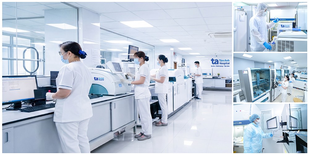 Trung tâm Xét nghiệm, BVĐK Tâm Anh trang bị hệ thống máy tự động cho các xét nghiệm sinh hóa - miễn dịch, huyết học, vi sinh, sinh học phân tử cơ bản và chuyên sâu, hiện đại chẩn đoán toàn diện. Ảnh: BVĐK Tâm Anh