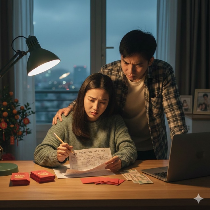 Mỗi dịp Tết, vơ chồng tôi lại đau đầu tính tiền tiêu Tết (Ảnh minh họa)