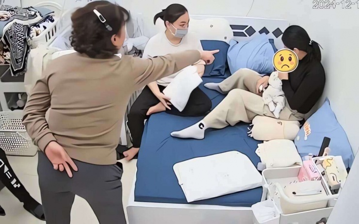 Mẹ chồng mắng con dâu đang ở cữ: Vừa bạo lực vừa thiếu kiến thức. Ảnh: Trích từ clip