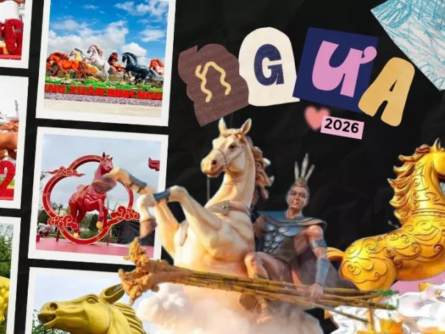 Dàn linh vật năm Ngọ "cực vuýp": Ngựa vàng đạp mây ở Điện Biên gây trầm trồ