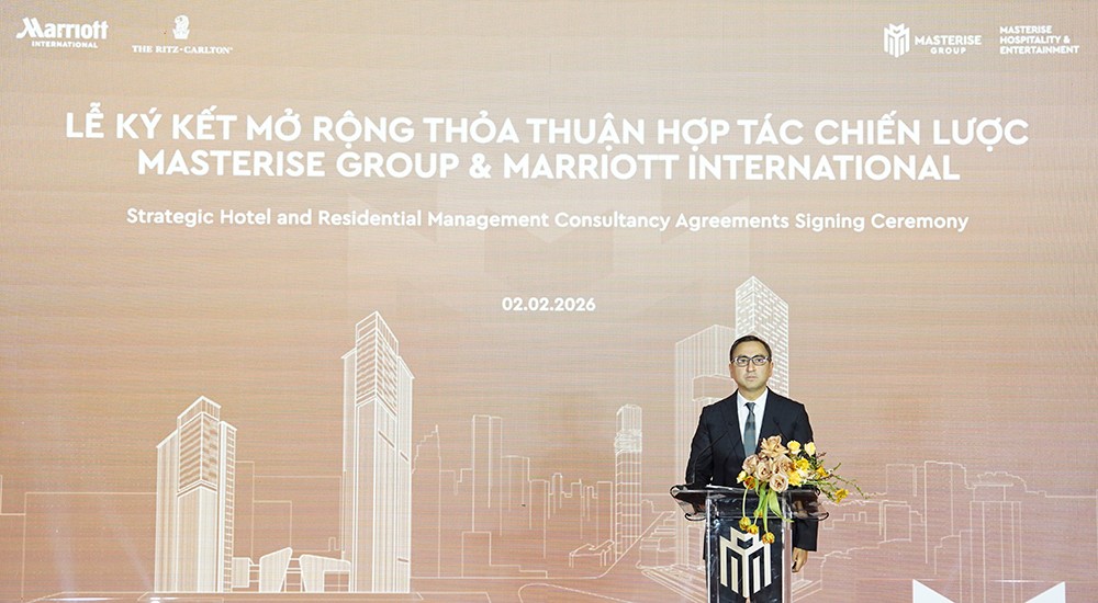 Ông Gautam Bhandari – Giám đốc Phát triển khu vực châu Á – Thái Bình Dương (không bao gồm Trung Quốc), Marriott International phát biểu tại buổi lễ
