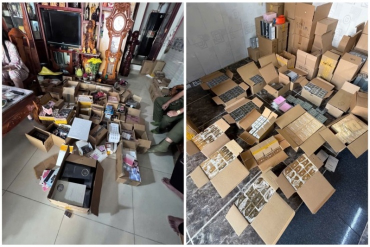 Lực lượng chức năng phát hiện, kiểm tra các điểm buôn bán hàng giả.