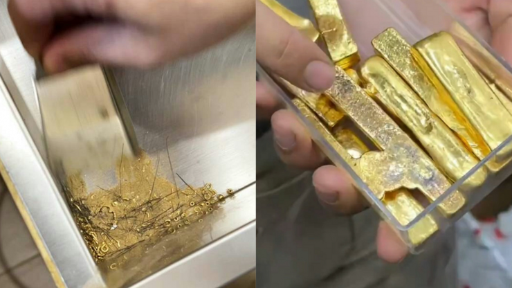 Số lượng bột vàng thu được có giá trị lớn Ảnh: HK01