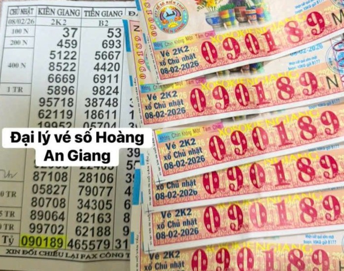 Giải độc đắc của vé số Kiên Giang cũng trúng tại An Giang. Ảnh: ĐLVS Hoàng