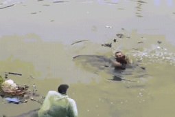 Giữa trời giá rét, người đàn ông Hà Nội nhảy xuống sông cứu ông lão