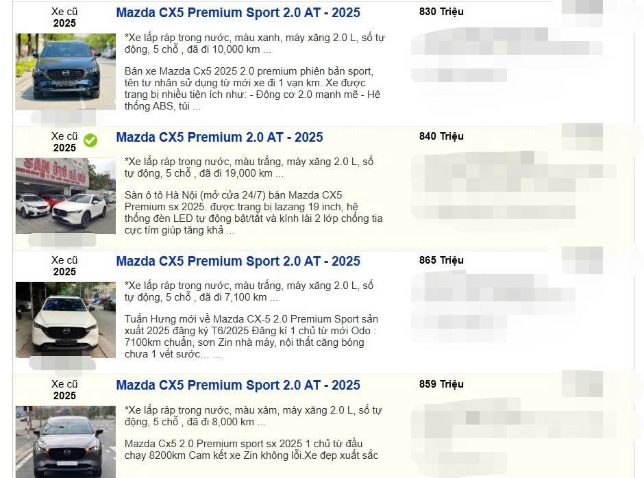 Loạt tin rao bán xe Mazda CX-5 đời 2025.