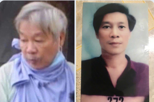 Lê Minh Sơn thời điểm bị phát lệnh truy tìm (phải), và lúc bị bắt để tái dựng hiện trường (trái)