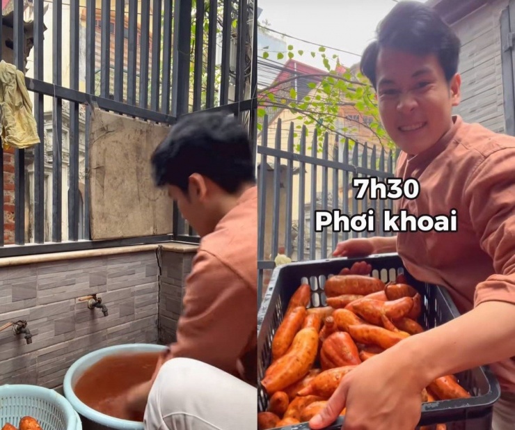 Hiếu dậy sớm từ 7 giờ, có hôm 4-5 giờ để chuẩn bị khoai cho buổi tối.