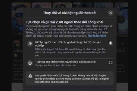 Facebook 'thúc giục' người dùng cập nhật chế độ chuyên nghiệp