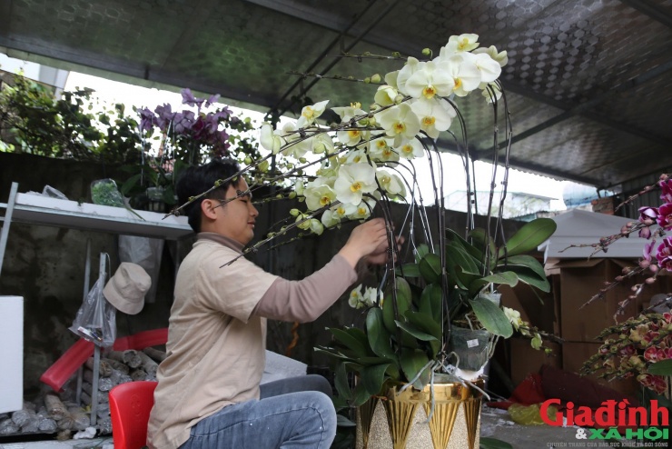 Tiền công thợ cắm hoa được tính theo cành: trung bình 20.000-25.000 đồng/cành, riêng lên gỗ lũa từ 40.000-50.000 đồng/cành.